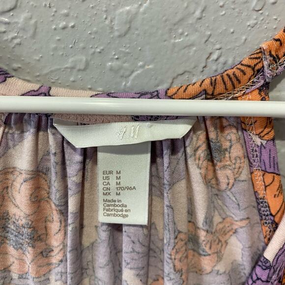 H&M Floral Tank Dress Size Medium Boho Casual - Picture 5 of 6